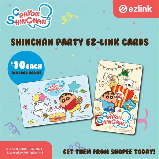 5.7K views · 89 reactions | It’s a Shin-chan and Shiro celebration with these brand-new Shin-chan Party EZ-Link cards! Available in two designs, they’ll go on sale now on Shopee at just $10 each (no load value). https://bit.ly/SChanFB Terms and conditions apply. #EZLink #Shinchan | EZ-Link | Facebook