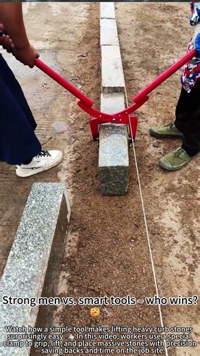 Lifting heavy curb stones with a clamp! 💪