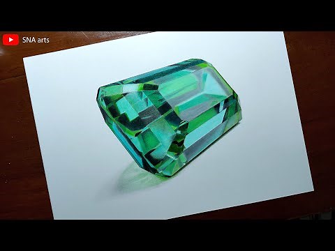 Drawing Realistic Emerald With Color Pencils || First Time Using Derwent Lightfast