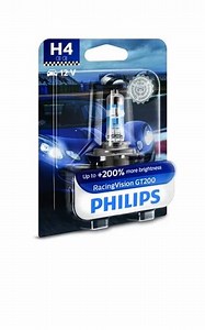 Philips H4 Racingvision Gt200 Headlight Bulb, 60/55w, 3600k