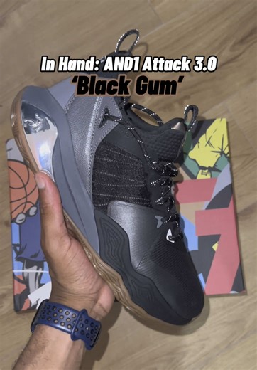 Here’s an in hand look at the AND1 Attack 3.0 ‘Black Gum’. 🏀👟 #basketballshoes #hoopshoes #and1 #and1basketball #attack