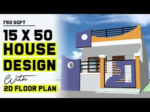 15 by 50 house 2D Floor plan north Facing D268