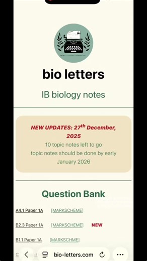 IB Biology Notes and Question Bank for Students