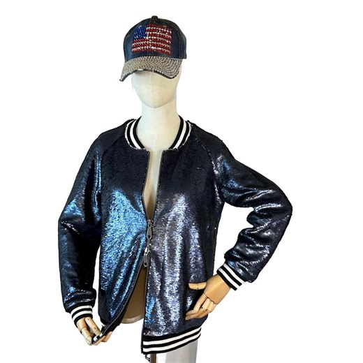 Y2K Rebecca Minkoff Blue Tessa Sequin Bomber Jacket | Statement Festival Coat | Glam Varsity Style | Size S/M - Etsy Canada