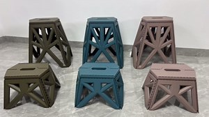 9.2" Foldable Step Stool - 300lb Capacity, Non-Slip Surface | Portable Collapsible Stool Chair for Kitchen, Bathroom, Camping, Fishing | No Assembly Required, Folding Stool, Brown 1 Piece