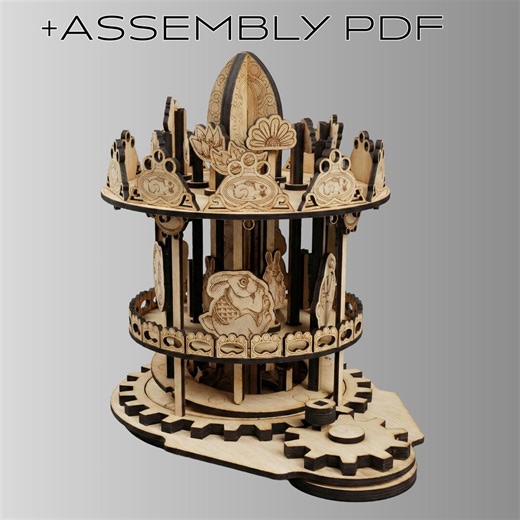 Laser Cut Easter Bunny Decor | Spring Carousel Design | Cnc Files | Rabbit Carousel (digital Download) - Etsy