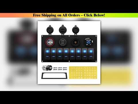 DaierTek Marine Boat Switch Panel Waterproof 8 Gang 12V Rocker Switch Panel Toggle Switch Panel