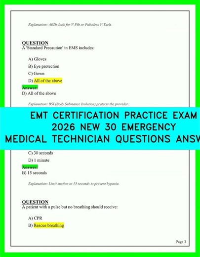 EMT Certification Practice Exam 2026 | 30 New Emergency Medical Technician Questions & Answers Vid