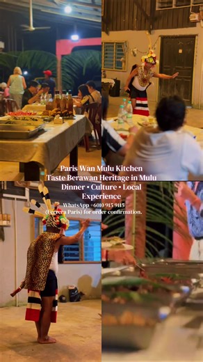 After a day exploring the caves of Gunung Mulu National Park, spend your evening with us at Paris Wan Mulu Kitchen. Enjoy authentic Berawan home-cooked cuisine, traditional dance, and a warm village atmosphere. A small cultural experience in the heart of Mulu. 🌿✨ Contact Us Google: Paris Wan Mulu Map Location: 4.031, 114.801 Last order for the next day's meal closes at 3.00 pm WhatsApp 6010 915 9115 (Ferrera Paris) for order confirmation. #MuluSarawak #Mulu #sarawaktravel #sarawaktourism #malay