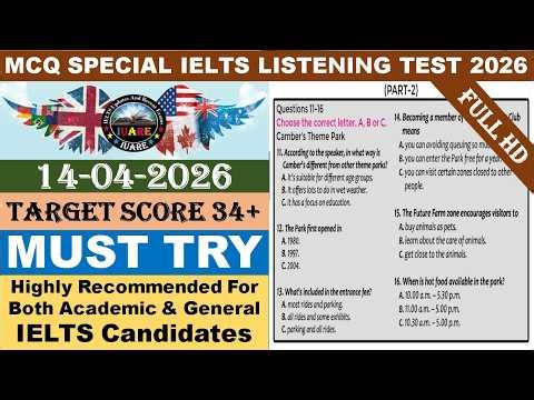 MCQ Special IELTS Exam Listening Test With Answers 2026 | 14-04-2026