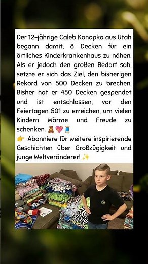 🧵💙 12-jähriger Held bringt Wärme in Kinderherzen 🎁✨ #Inspiration #KindMitHerz