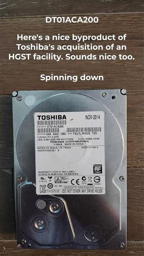 Toshiba DT01ACA200 Spinup/Spindown (HDD #169) #shorts