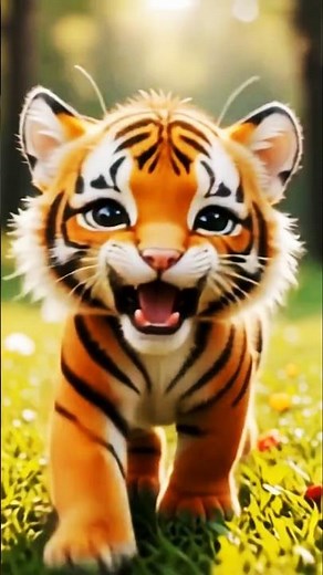 "Cute Baby Tiger Running 🐯✨ | Adorable Tiger Cub Animation | AI Animals Shorts"