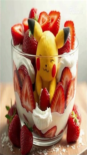 Pikachu’s Strawberry Parfait Delight | Cute Loop Animation 🍓⚡