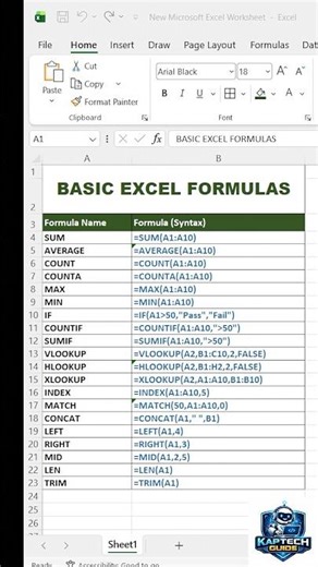 Excel Formula | excel formula for Beginner Excel formula hack | Ms Excel #shorts #excel #exceltips