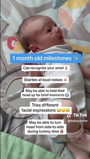 Woohoo! 🎉 Your baby is 1 month old. In the first year, babies learn and grow at an astonishing pace! Here are some milestones you can expect to see in the first month. P.S. - All babies develop differently, so if you baby doesn't hit every milestone during a certain time period, it is okay. ❤️ #newbornmilestones #newborntok #newbornparents #lifewithanewborn #firsttimeparents #newparents #newborntips #1monthold #newborndevelopment #newborngrowth #newbornbaby #newborndevelopmentmilestones #parent