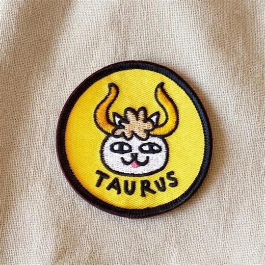 Taurus Catstrology Embroidered Patch, Zodiac Cat Patch, Astrology Iron on Patch, Cute Taurus Gift, Cat Lover Badge - Etsy