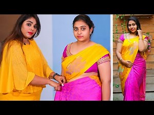 பட்டு புடவையில் ஒல்லியாக தெரிய இதை try பண்ணுங்க! | Fast and Easy Saree Draping tutorial in Tamil