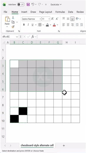 Chessboard Pattern in Excel – Just One Trick #excel #excelforbeginners #excelshortcuts #office