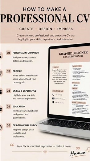How to Make a Professional CV in Canva | Easy CV Design Tutorial | Graphic Design