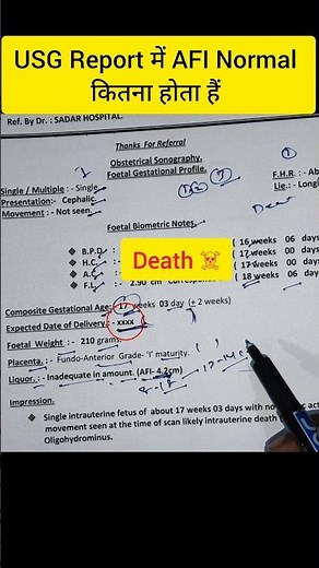 FWB Ultrasound Report में AFI Normal Kitna hota है ❓ #shorts #shortsfeed #usgreport #ultrasound