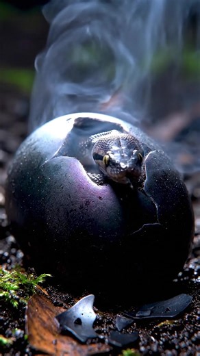 Baby Shadow-Python hatching from a cracked smoky-black egg 🌑🐍. Witness the mysterious birth of nature’s shadowy serpent. #ShadowPython #SnakeHatching #BabySnake #SnakeEgg #WildlifeVideo #ReptileVideo #AmazingNature #SnakeBirth #NatureDiscovery #ViralVideo #MustWatch | Snake Fun