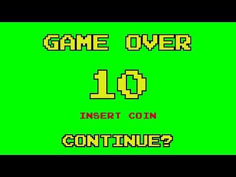 Game over - Insert Coin - Continue? Green Screen Chroma Animation