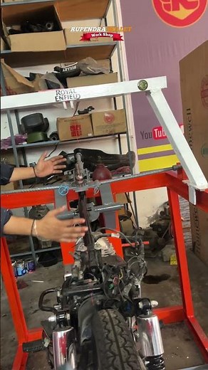 Bullet accident chaiss repair with machine #royalenfield #rupendrabulletworkshop #chasis #accident