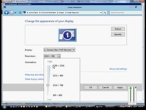How to adjust screen resolution in Microsoft Windows Server 2012