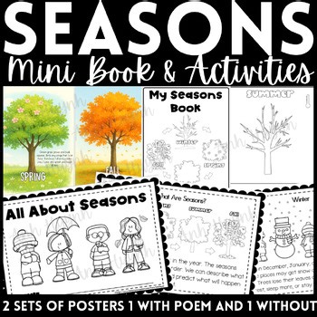 Seasons Mini Book, Activities & Poster | First Grade Science & Writing Resource
