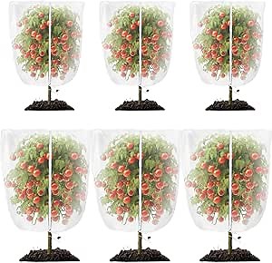 Fruit Tree Netting with Zipper and Drawstring Bird Netting for Garden Plant Protection Mesh Pest Barrier Bags for Tree Plant Protection(6 Pcs,5.9 x 5.9 ft,7.8 x 7.8 ft)