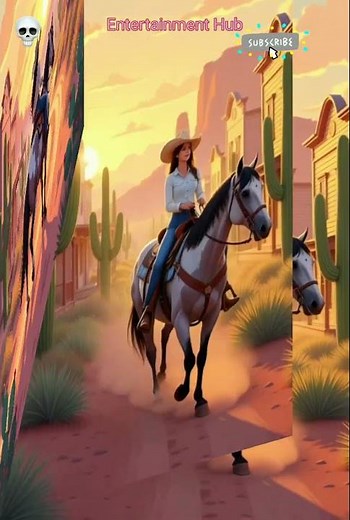 🎀 “Cowgirl Sunset Ride Through a Dreamy Pink Western Town🌵🐴 Aesthetic Animation” #ranubombaikiranu