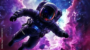 VJ Loop of an Astronaut Flying Through Space and Time – 4K