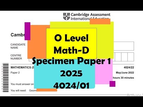 O Level Math-D Specimen Paper 1 4024/01 from 2025