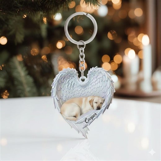 Personalized Labrador Retriever Keychain, Custom Name Sleeping Dog Angel Wings Acrylic Keyring, Memorial Pet Gift, Dog Lover Keepsake - Etsy