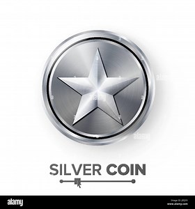 Game Silver Coin Vector With Star. Realistic Silver Achievement Icon Illustration. For Web, Video Game Stock Vector Image & Art - Alamy