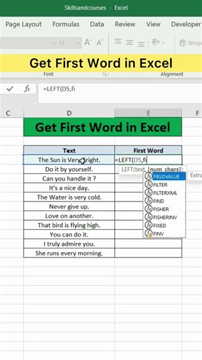 Get First Word in Excel | Advanced Excel Formula #excel #exceltutorial