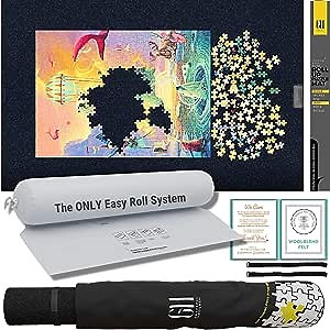 GRATEFUL HOUSE Premium Quality Large Wool Blend Felt Jigsaw Puzzle Mat Roll Up 2000 Pieces 30" x 48" Superior Surface.No Creases. Great Puzzle Storage and Puzzle Saver.