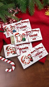 8.7K views · 17 reactions | Get the perfect personalized Christmas gift for family and kids with a cartoon character Santa hat initial card wallet. Add a name, year, and cash envelope for a special touch! | Callie Gifts | Facebook