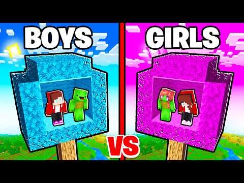 BOYS vs GIRLS: JJ and Mikey TREE BASE BATTLE in Minecraft! (BOYS VS GIRLS)