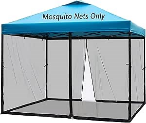10x10 Mosquito Netting for Patio Camping Gazebo/Pop Up Canopy Tent,Double Door Side Screen Easy Installation Black（Only Mosquito Net No Frame） (Embedded 10x10)