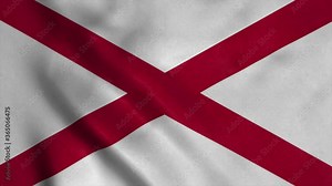 State flag of Alabama waving in the wind. Seamless loop with highly detailed fabric texture