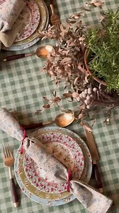Create a charming Christmas tablescape with the striking Stockbridge Dining range like @harnhamhouse Hannah has paired the Stockbridge plates with the Gingham Smoke Green Fabric by the Metre as a tablecloth and created charming fabric crackers using the Daniela napkins. Order now on lauraashley.com and @nextofficial to receive in time for Christmas. | Laura Ashley