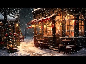 Smooth Jazz Music in a Snowy Coffee Shop Ambience (Winter & Snow Falling)