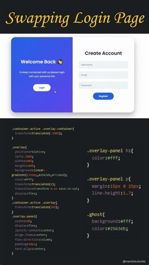 Swapping Login Page HTML CSS JavaScript #coding #html #animation