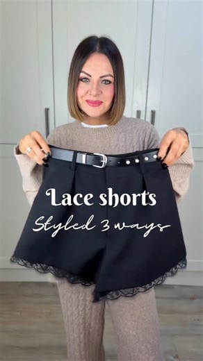 Claire 🐆| Petite & midsize fashion on Instagram: "I absolutely love these lace trim shorts, I actually prefer the more tailored look to the satin ones that are around at the moment. Which of these looks do you like the best? I’ve linked what I can in stories but some of it is old unfortunately. #laceshorts #styled3ways #stylingideas #outfitideas #stylingreel #petitefashion"