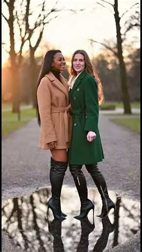 💋👢 AI Two Women Kiss in the City | Overknee High Heels #heels #overknees #ai #boots #short #viral