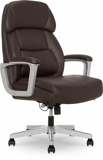 Shaquille O'Neal Rion Ergonomic Heavy-Duty Office Chair, PureSoft Upholstery, High-Back Desk Chair with 400 lb Capacity, Brown