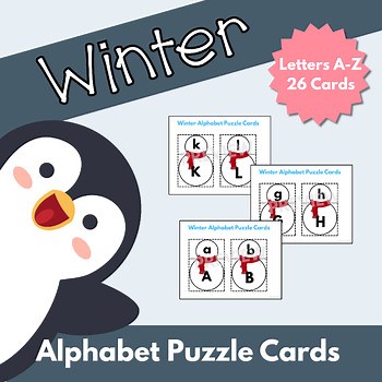 Snowman Alphabet Puzzle Cards A-Z | Matching Upper & Lower Case