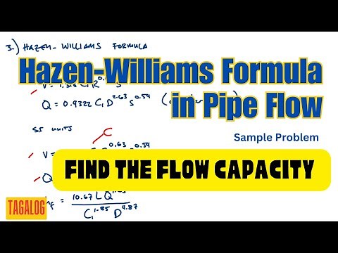 Hazen-Williams Formula for Pipe Flow | Sample Problem